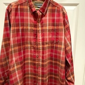 Exofficio Men's Red and Brown Plaid Shirt